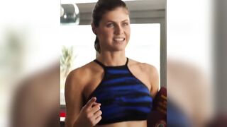 Alexandra Daddario blue sports bra - Motion Tracked Boobs