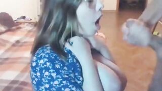 Cum huge tits - Mouth Wide Open
