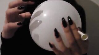 Balloon play with long natural sharp nails - Nail Fetish