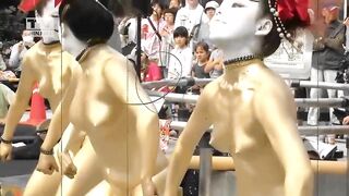 Gold Painted Asians with Bouncy Titties in G-Strings - Naked On Stage