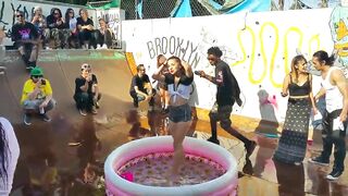 Cutie goes topless in Brooklyn wet t-shirt contest - Naked On Stage