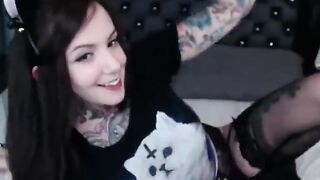 I especially like the death metal kitty on her T-shirt