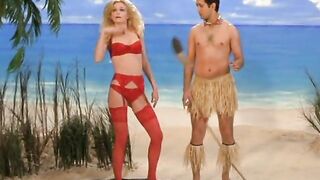 Heather Graham red brassiere,pants and dominant-bitch scene in The Guru