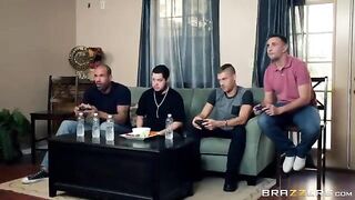 When son and his ally are gaming and breasty mommy is serving anything in the kitchen. Everybody desires seconds
