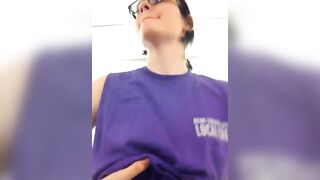 Bouncing breasts at the gym