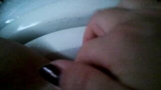 playing with my rock hard lips in the bath