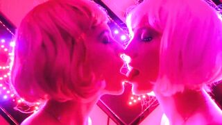Lesbos: Cuties giving a kiss Barbie meets Lola lesbos