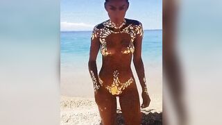 Golden bikini - Beautiful Women at the Beach