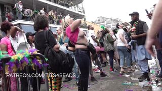 Gals Flashing at Mardi Gras: Large Breasts on Bourbon Street