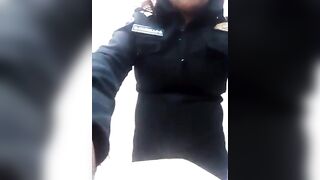 Milfie Mexican cop stripping and dancing in the work restroom - Mexicana