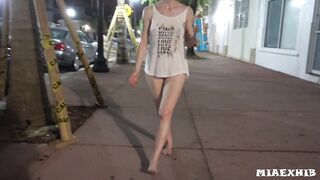 Casual walk bottomless and barefoot in public - Mia Exhib